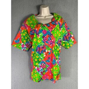 Vintage Synopsis Plus Colorful Floral Patchwork Bloue Top‎ 20 100% Cotton